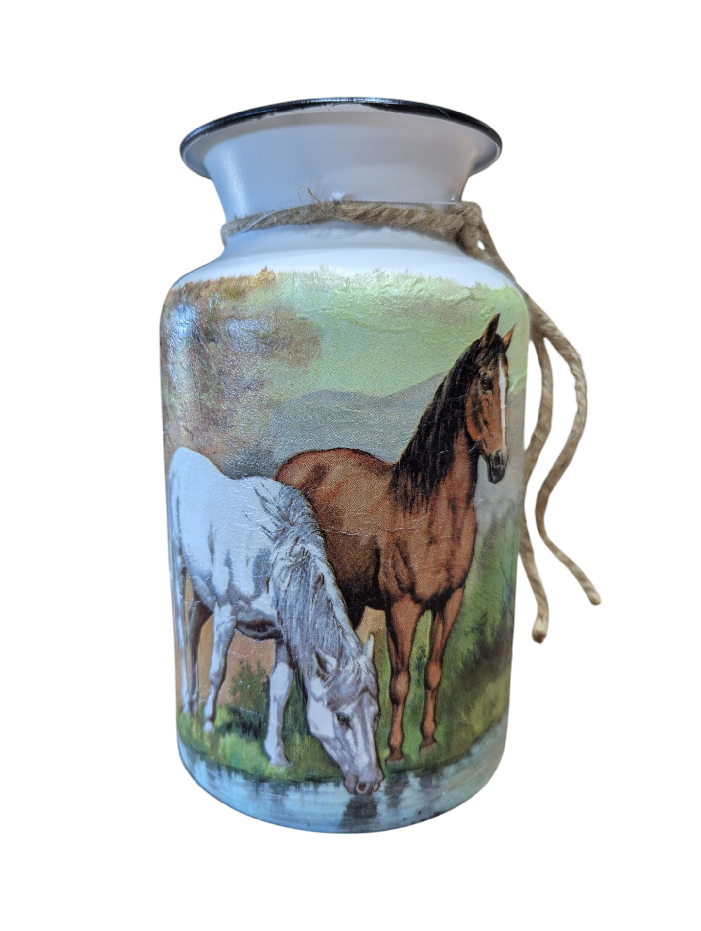 Horses at the Watering Hole Milk Jug Vase