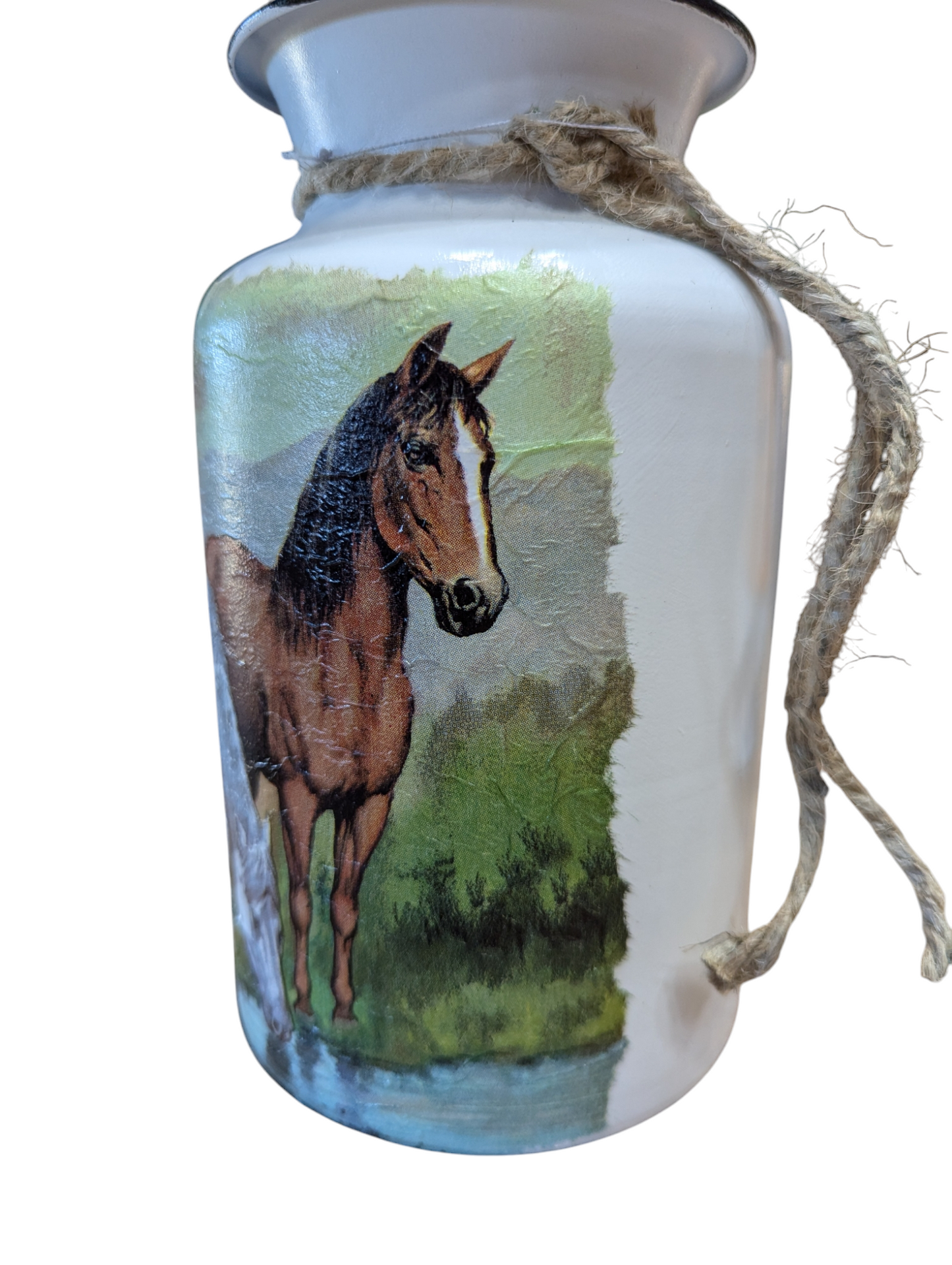 Horses at the Watering Hole Milk Jug Vase