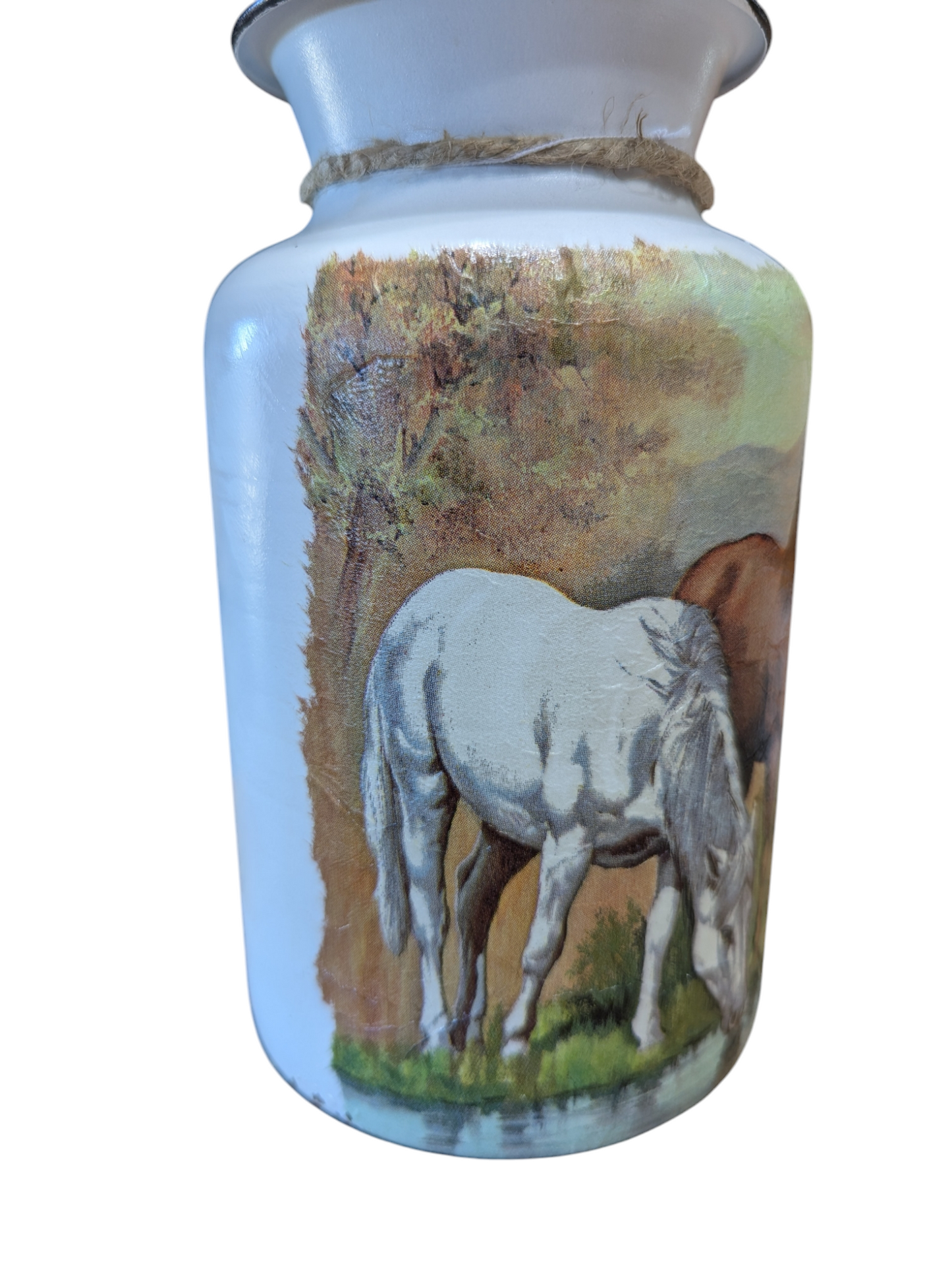 Horses at the Watering Hole Milk Jug Vase