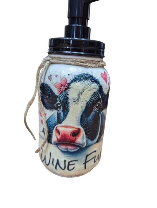 Wine Fund Holstein Cow Mason Jar