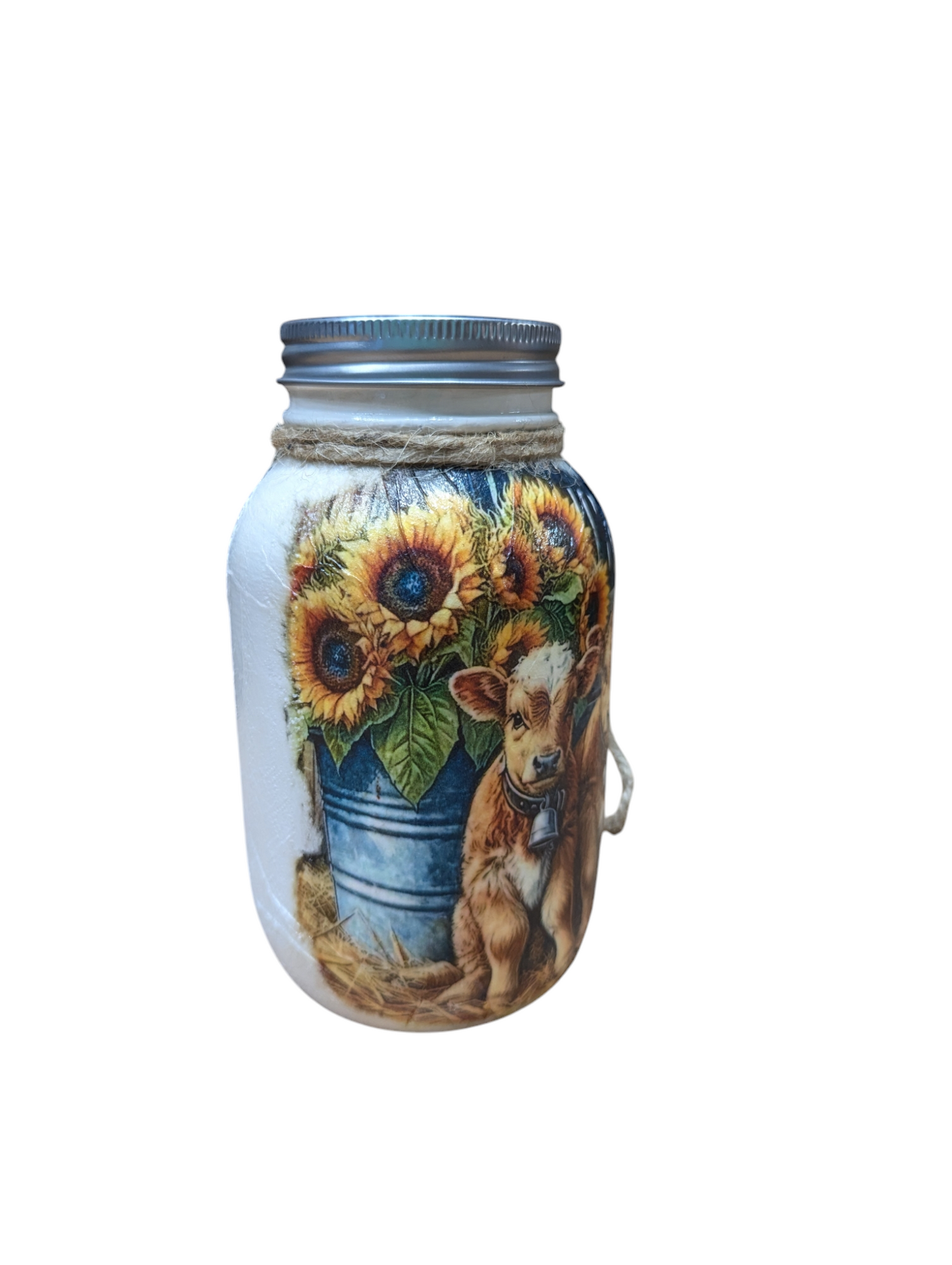 Calves with Sunflowers Mason Jar