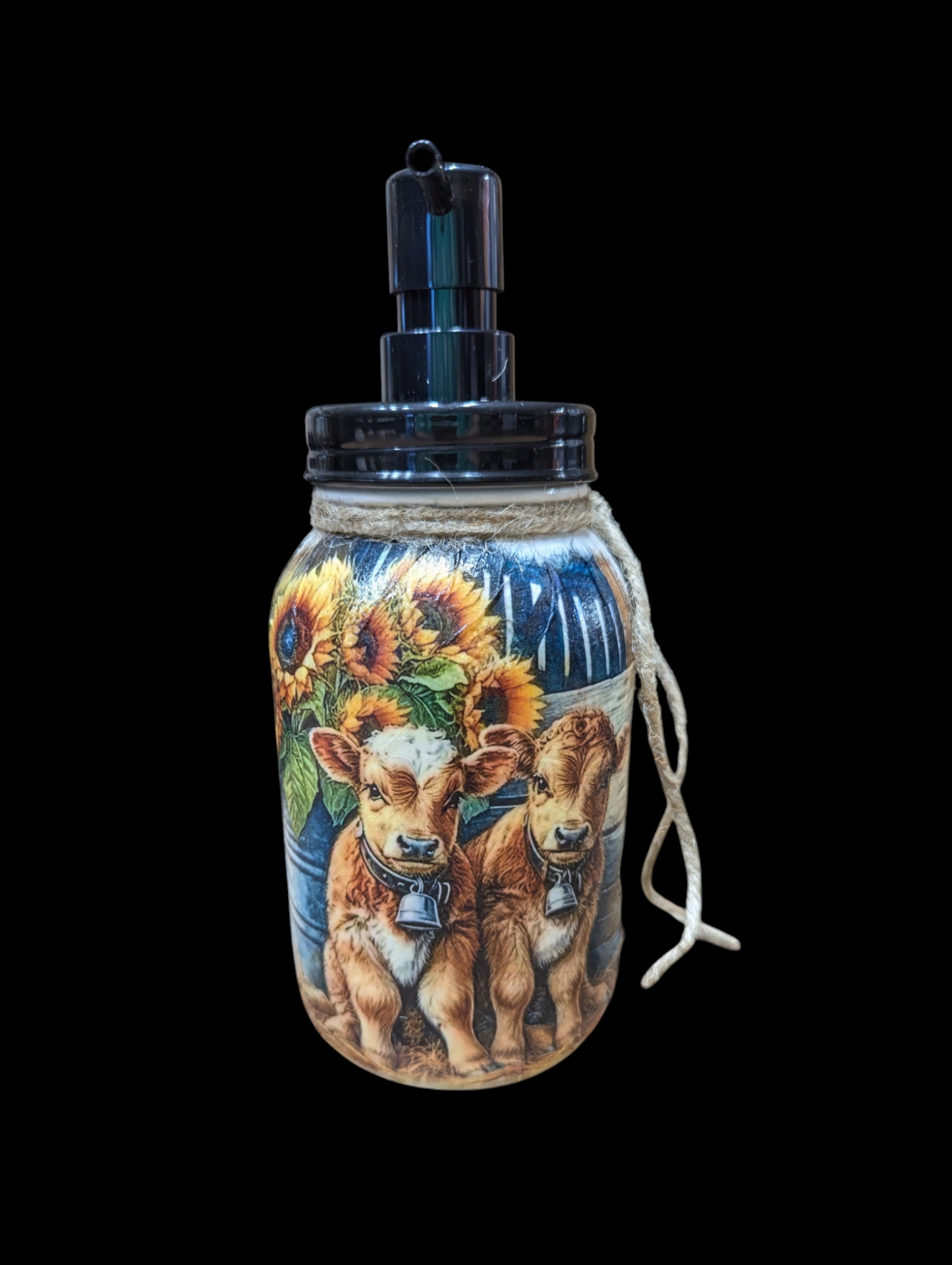 Calves with Sunflowers Mason Jar