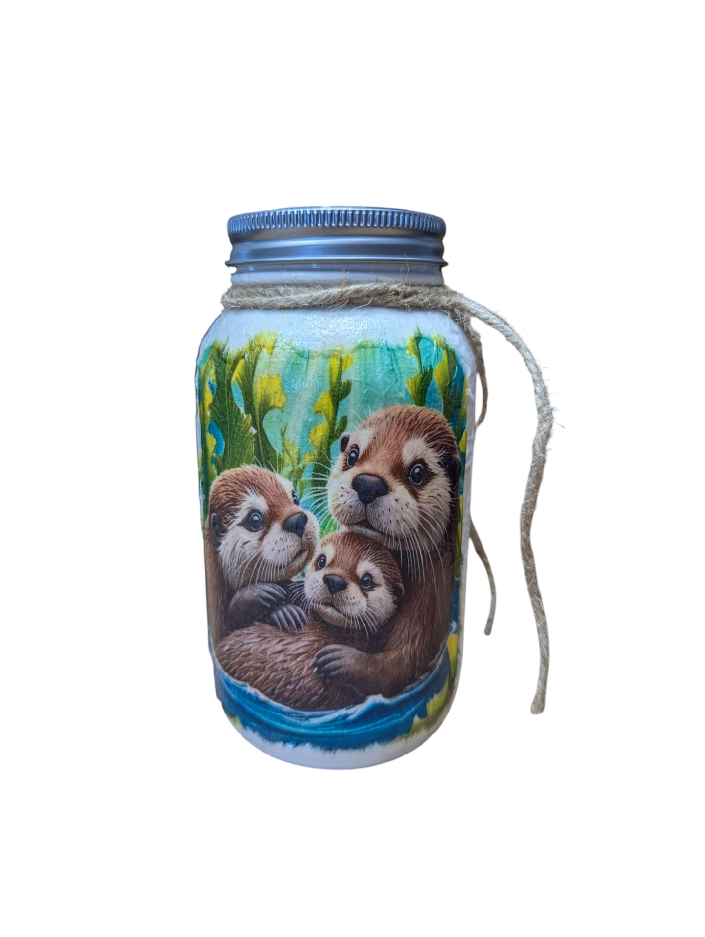 Mama Otter with Babies Mason Jar