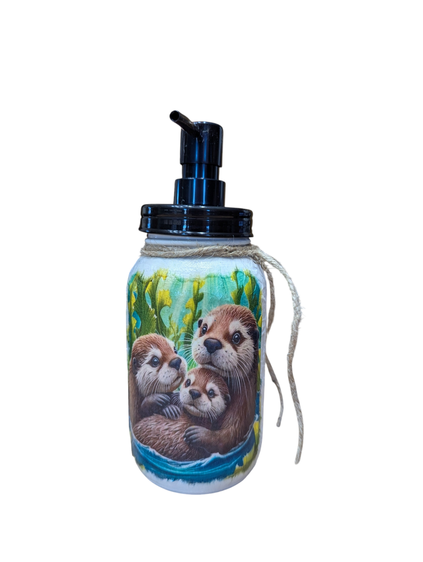 Mama Otter with Babies Mason Jar