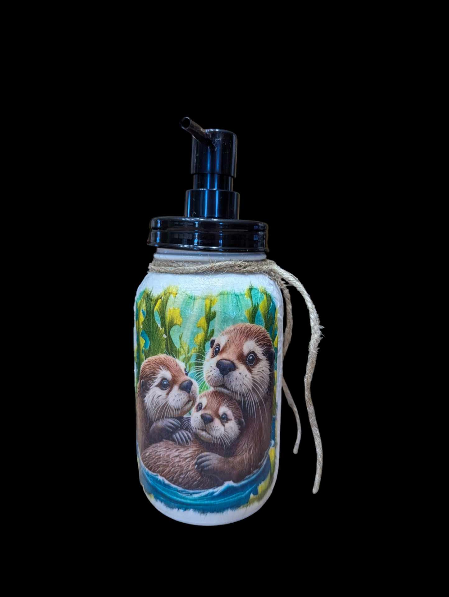 Mama Otter with Babies Mason Jar