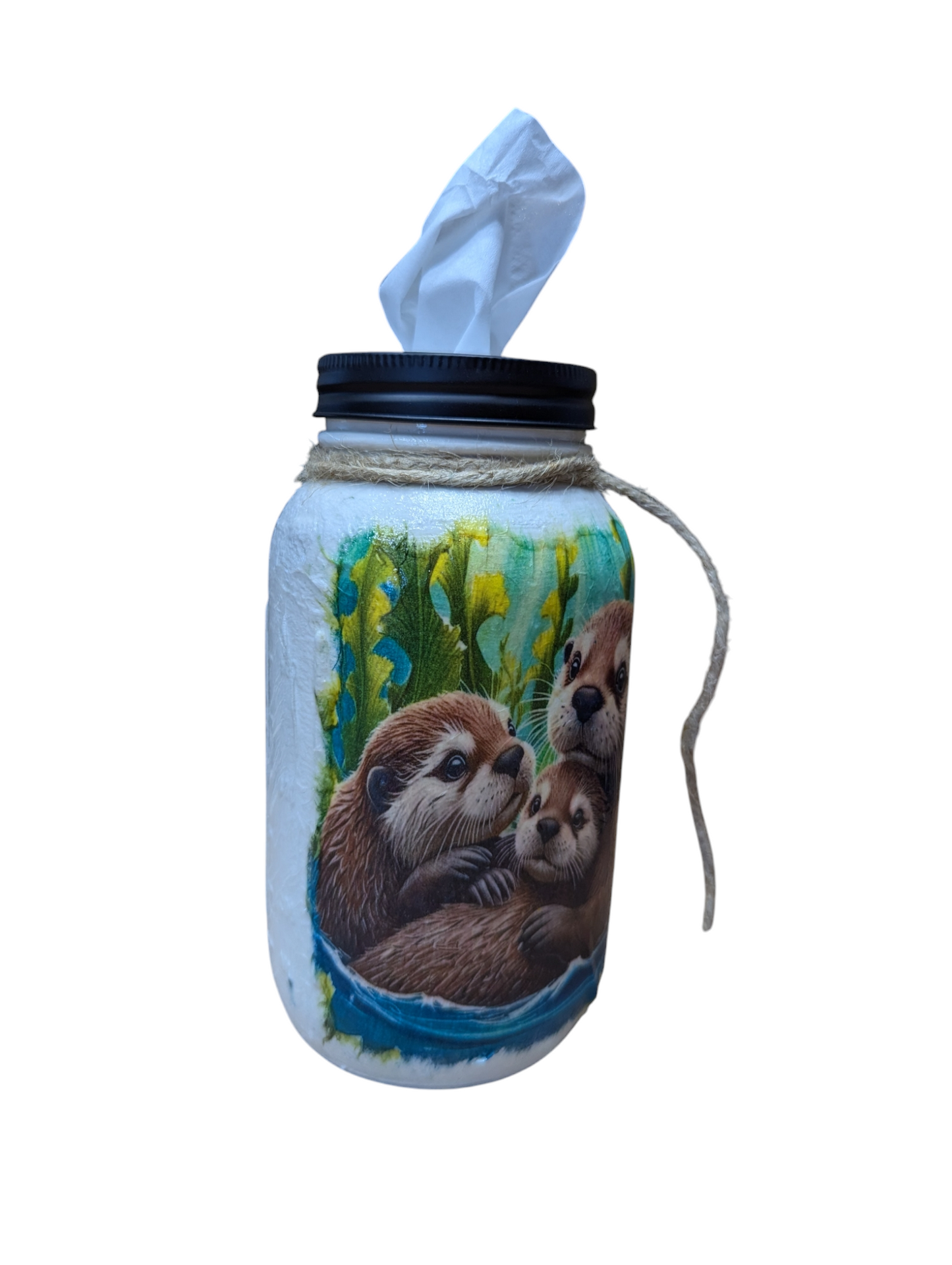 Mama Otter with Babies Mason Jar