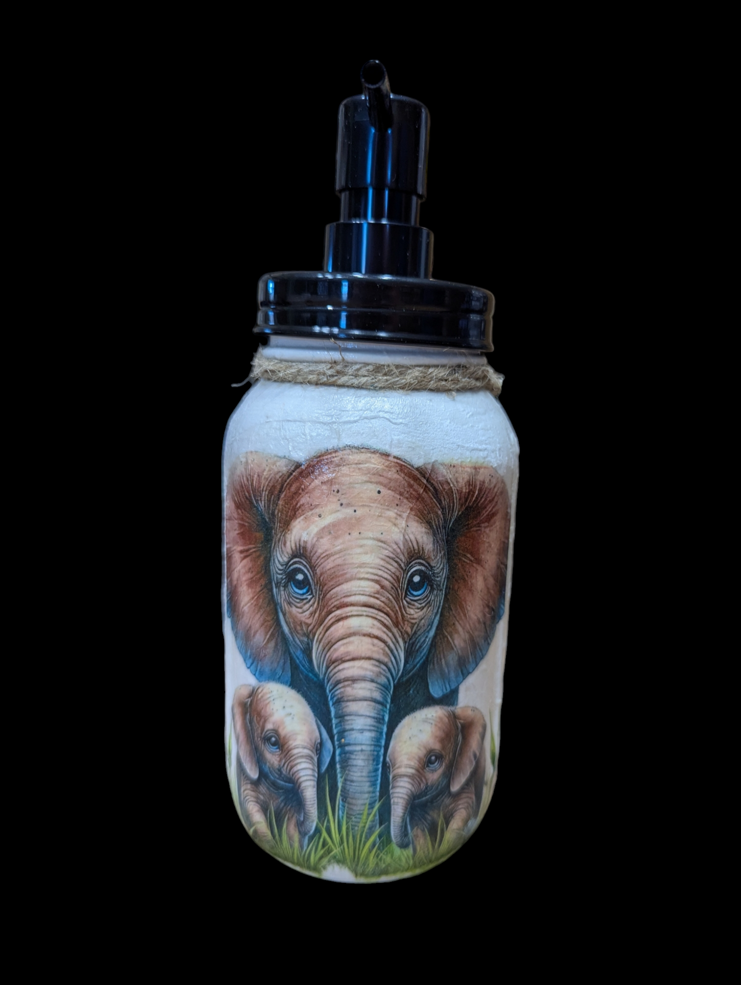 Elephant Mom and Babies Mason Jar