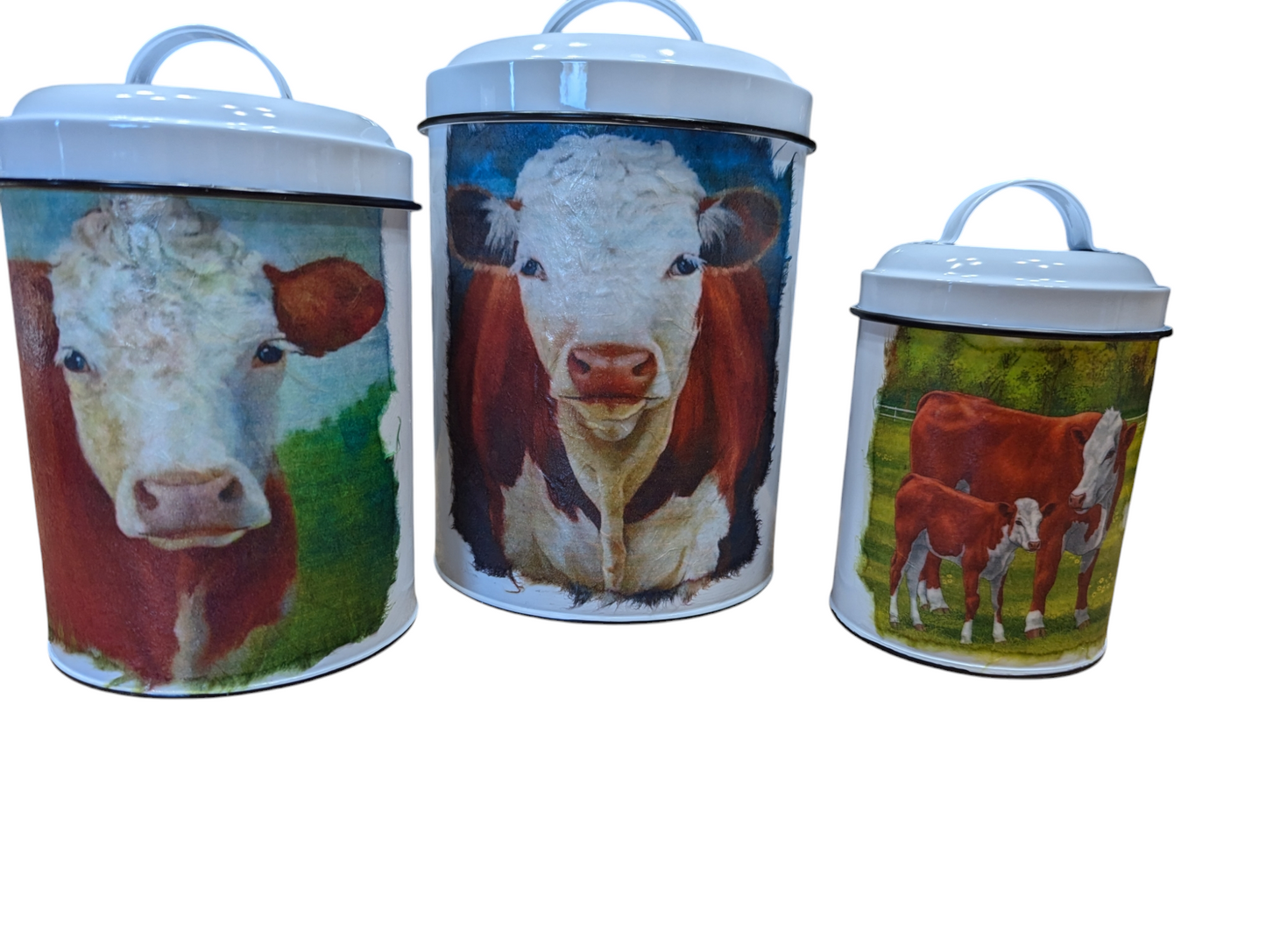 Hereford White Metal Canister Set