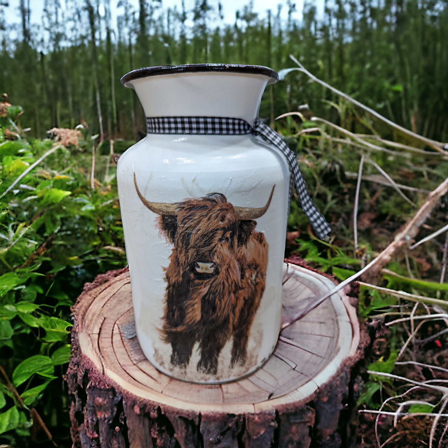 Highland Cow Milk Jug Vase