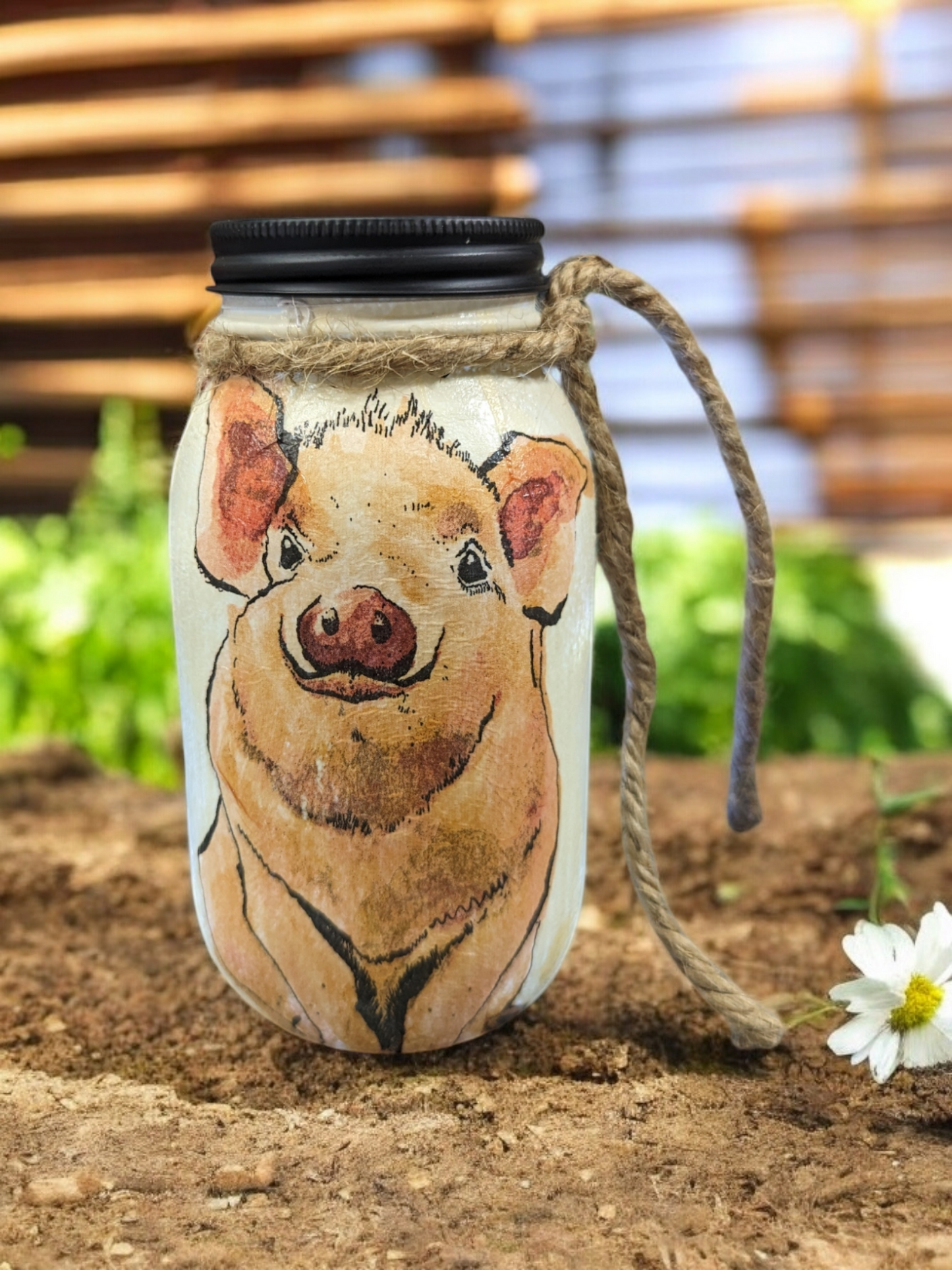 Wilbur the Pig Mason Jar